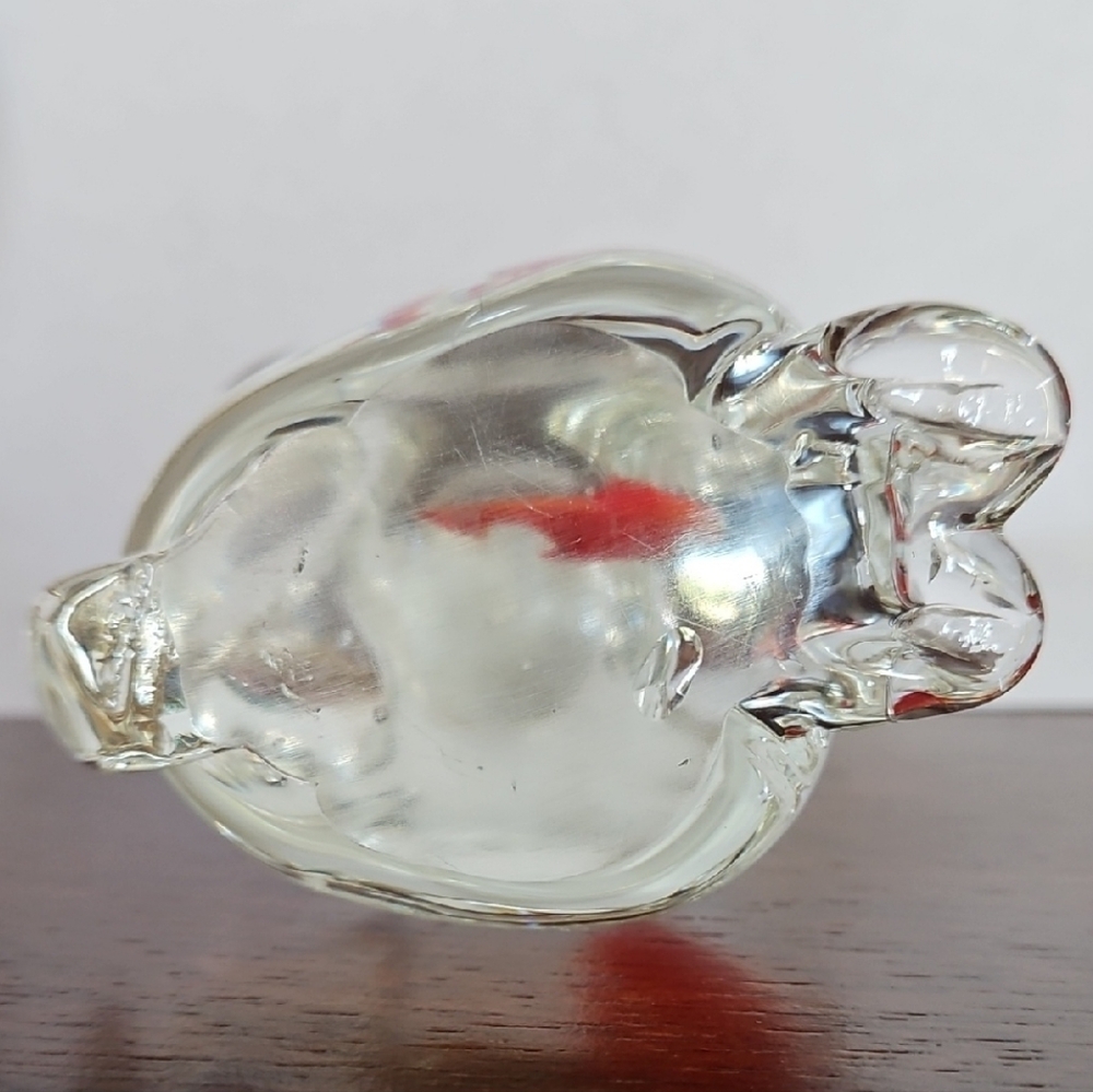 Whimsical Handblown Cat Sculpture Figurine with Orange Fish in Belly - Picture 4 of 5